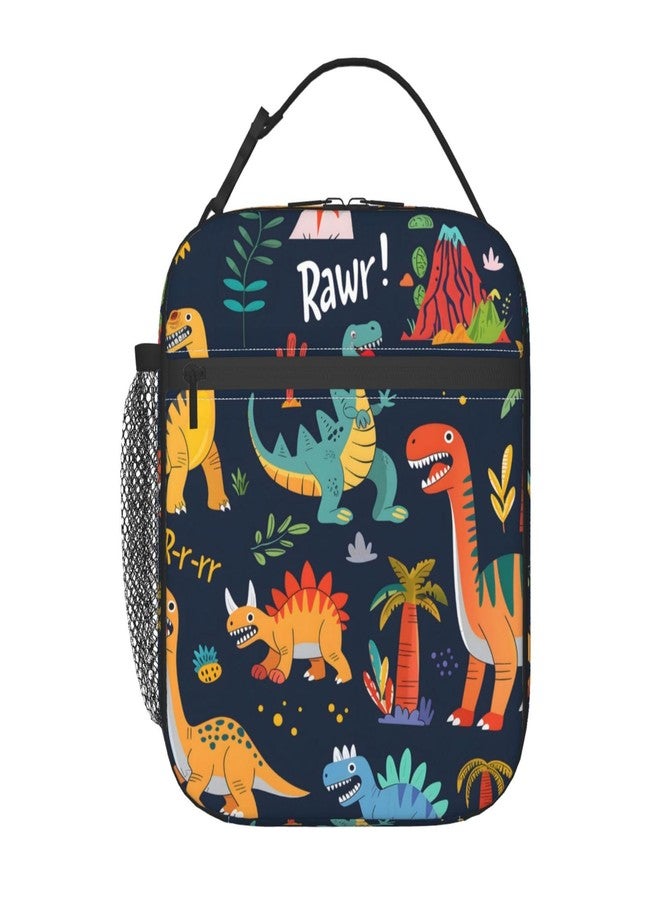 VODRM Cool Dinosaur Lunch Box for Kids,Dino Insulated Bag for Student,Animal Reusable Thermal Insulation Cooler Tote Bags for School Work Picnic Camping Outdoor Gifts (Cartoon Dino Blue) - Image 1